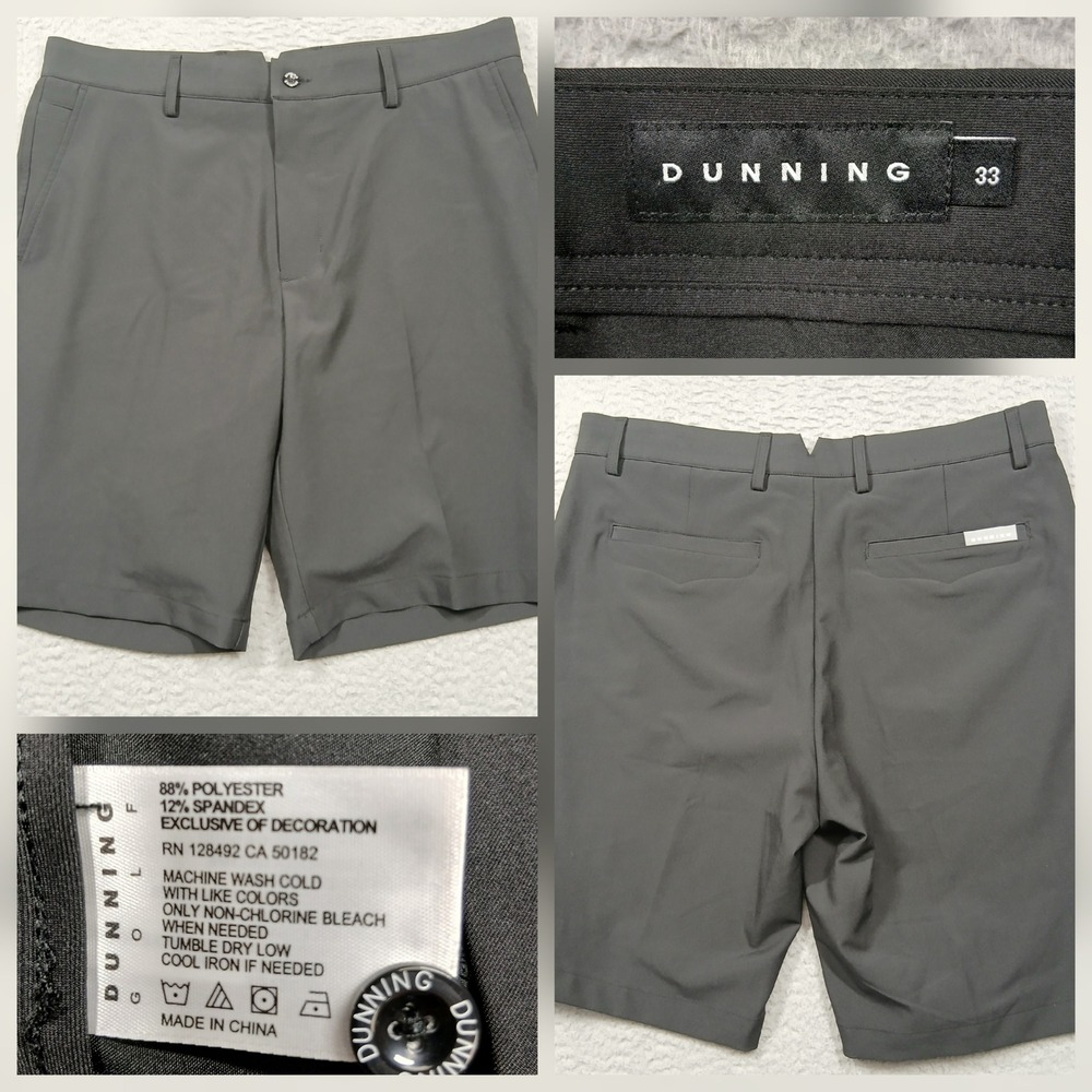 Dunning Men's Golf Shorts Size 33 Gray Stretch‎ Performance Polyester Spandex